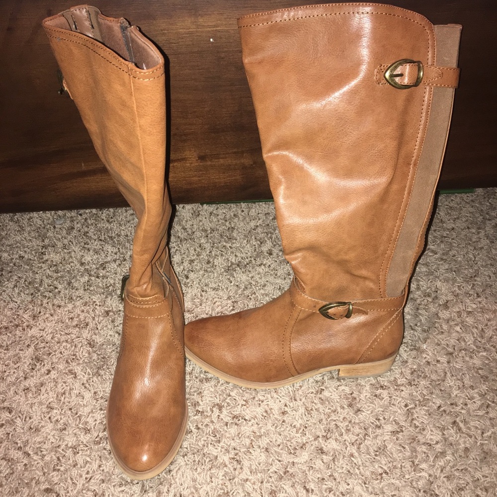 Brown leather boots